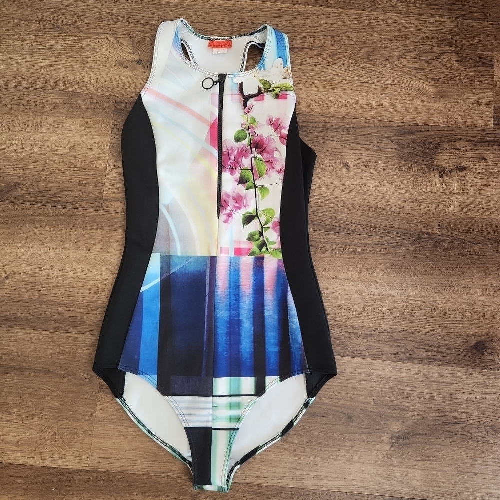 Clover Canyon Abstract Floral One Piece Swimsuit XS